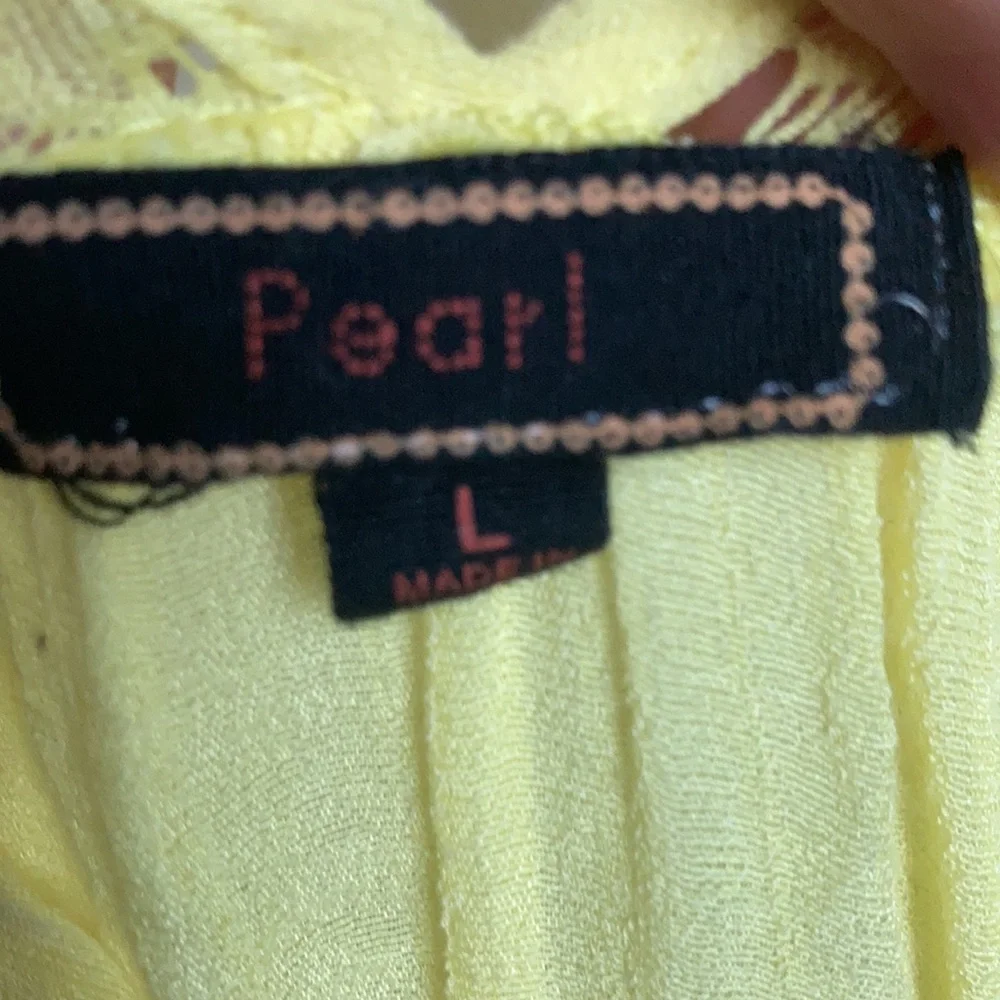 Vintage Pearl yellow lace sleeveless top size L - Picture 5 of 8